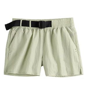 NWT Women's FLX Buckle-Front Twill Woven Shorts. 3X